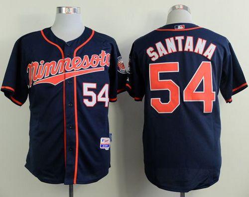Twins #54 Ervin Santana Navy Blue Alternate Road Cool Base Stitched MLB Jersey - Click Image to Close